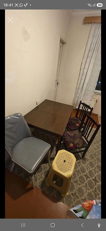 stol stul desti islənmis: Balkon üçün, İşlənmiş, Açılan, Dördbucaq masa, 4 stul — 1