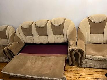 divan krislo: İşlənmiş, Divan, 2 kreslo, Bazasız, Açılan — 6