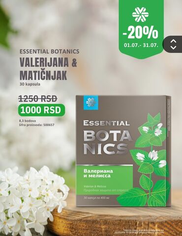 naocare u obliku srca: Essential Botanics Valerijana i Matičnjak dodatak ishrani u pakovanju
