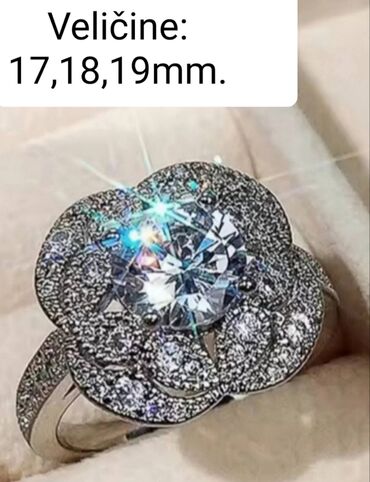 srebrne torbice svecane: Women's ring, Material: Cubic zirconia