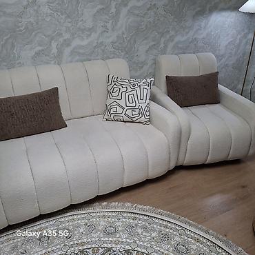 deri xalca: Minimalist dizayna malik 3+1+1 yumşaq mebel dəsti.divan acilmir. - — 5