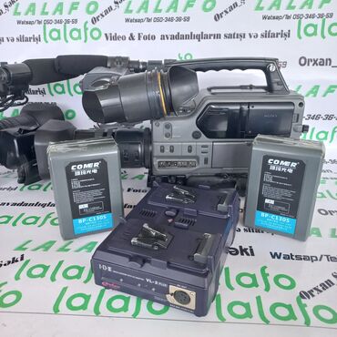 videokamera stativ: Sony DSR-250 2ədəd+3 ədəd batareka+1 ədəd 2 yuvalı adaptr Hamısı bir