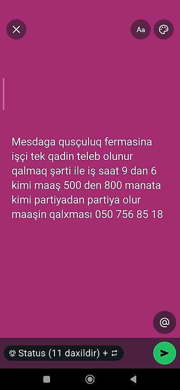 turkiyədə is təklifi: Mesdağa quşçuluq fermasında iş təklifi - Vakansiya: işçi (yalnız tək — 1