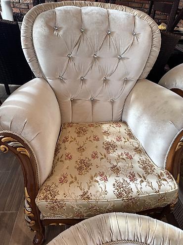 qoşa divan: İşlənmiş, Klassik divan, Divan, Pufik, 2 kreslo, Bazasız, Açılmayan — 3