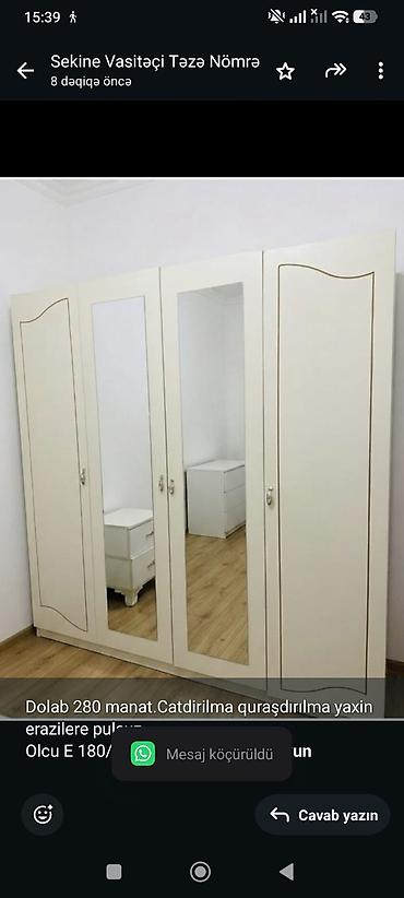 Dolab 280 manat.Catdirilma quraşdırılma yaxin erazilere pulsuz Olcu E