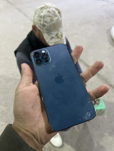 покупка ноутбука: IPhone 12 Pro, Колдонулган, 128 ГБ, Blue Titanium, Заряддоочу түзүлүш, Коргоочу айнек, Каптама, 76 %