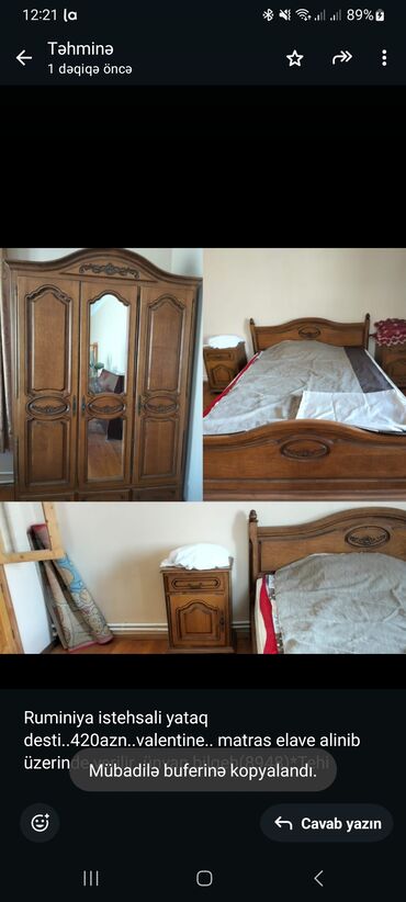 sintifon dosekler: Ruminiya istehsali yataq desti. 420azn. valentine. matras elave