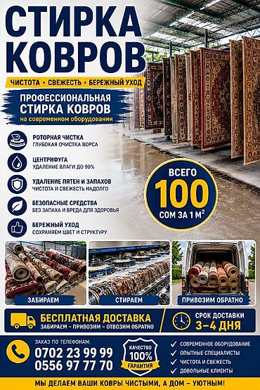 Стирка ковров: Стирка ковров, | Ковер, Палас, Ала-кийиз, Бесплатная доставка, Платная доставка, Самовывоз — 1