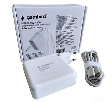 Adapteri i punjači za laptop: Gembird NPA87-202-4300 – USB‑C punjač za laptop, 87 W - Tip — 4