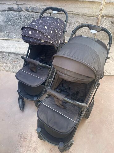 современные коляски для новорожденных: Коляска, цвет - Черный, Б/у