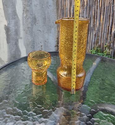 spric 200ml: ​🍊 BOHEMIA Glass - Vintage češki SET BOKAL I ČAŠE (Amber staklo) 🍊 ​Na — 6