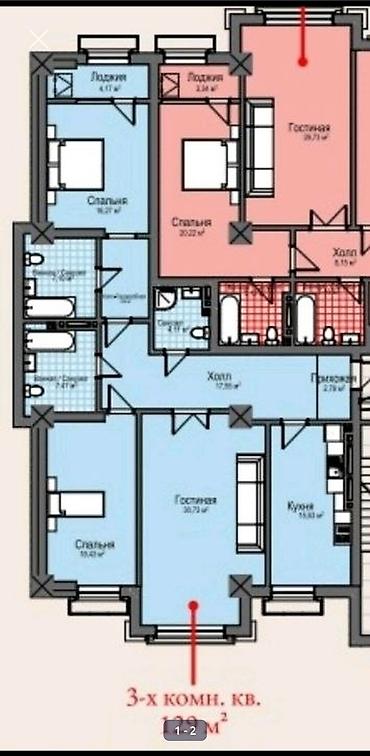 brk group: 2 комнаты, 129 м², 4 этаж, ПСО (под самоотделку) — 1