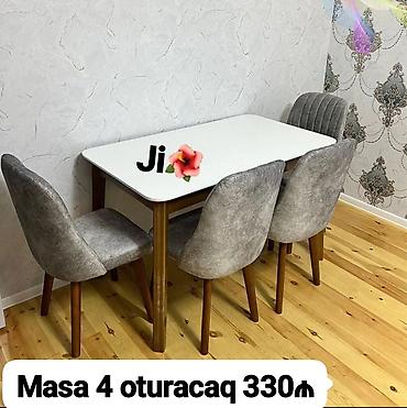 stol sul: Mətbəx üçün, Yeni, Açılmayan, Dördbucaq masa, 4 stul — 1