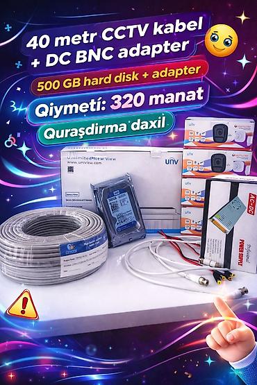 hard disk: 📹 UNV RƏNGLİ KAMERA SETİ 📦 Setə daxildir: 🔹 4 ədəd Kamera 🔹 DVR 🔹 500 — 1