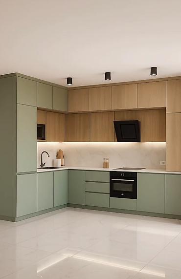 silver kitchen: Кухонный гарнитур, Новый, цвет - Зеленый, Дерево, Бесплатная доставка — 1