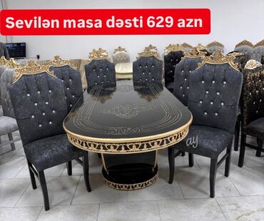 mdf material satisi: Qonaq otağı üçün, Yeni, Açılmayan, Oval masa, 6 stul