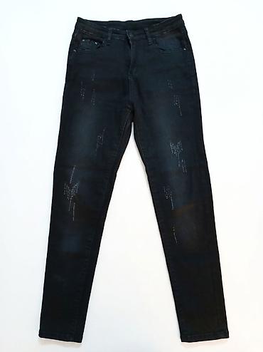 kişi cinsləri: Qara dar kəsimli cins şalvar - Model: Skinny/streç kəsim, aşağıya — 1