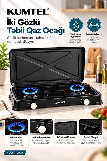 KUMTEL iki gözlü təbii qaz ocağı – güclü performans, rahat istifadə və