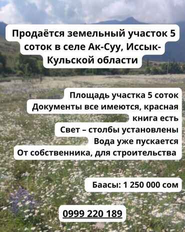 дом участок бишкек: 5 соток, Для строительства, Красная книга