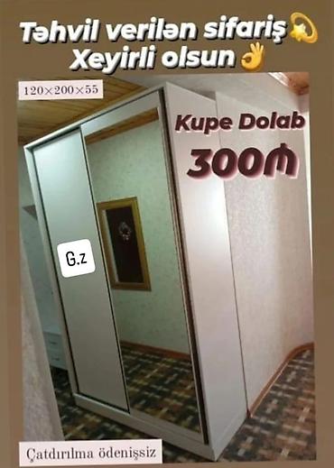 yataq dolab: Kupe dolab - Ölçülər: 120×200×55 sm - Güzgülü sürgülü qapılar - — 1