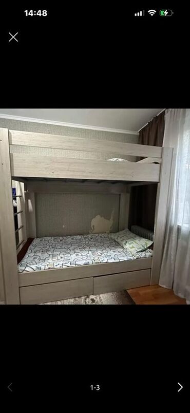 двуярусный кровать: Двухъярусная детская кровать, ЛДСП, цвет - Серый at lalafo.kg двуярусный кровать: Двухъярусная детская кровать, ЛДСП, цвет - Серый