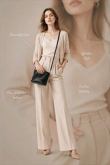 sinsey torbe: Crna ženska crossbody torbica sa teksturom imitacije zmijske kože - — 2