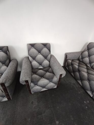 угловой диван кресла: Угловой диван, цвет - Серый, Б/у