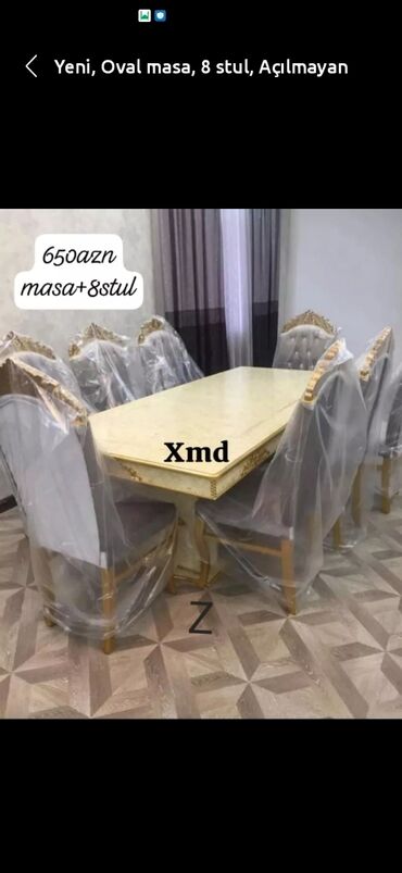 ikinci el kuxna stolu: Mətbəx üçün, Qonaq otağı üçün, Yeni, Açılmayan, Dördbucaq masa, 6 stul
