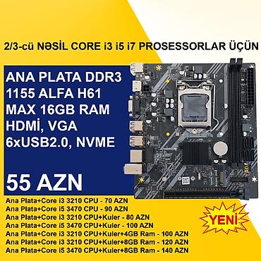 Ana platalar: Kompüter üçün Ana Platalar ⭐DDR3 LGA 1155 Alfa H61 (Yeni) - 55 AZN — 3