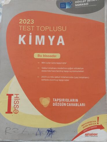 Testlər: Kimya Testlər 11-ci sinif, DİM, 1-ci hissə, 2023 il