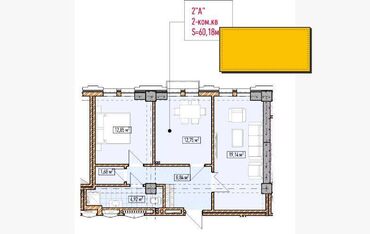 Продажа квартир: 2 комнаты, 60 м², Элитка, 2 этаж, ПСО (под самоотделку)