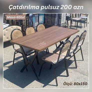 ustol ustul: Restoran, kafe, bağ, mətbəx və s üçün masa destleri Masa + 6 Stul 200