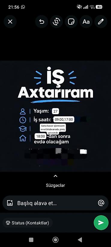 kassir restoran: Kassir, Qadın, 27 yaş, 1-2 illik təcrübə — 1