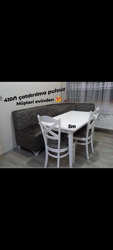 Masa və oturacaq dəstləri: Mətbəx üçün, Açılmayan, Dördbucaq masa, 4 stul