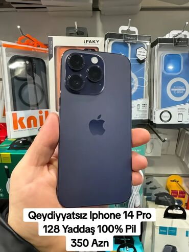 ikinci əl telefonlar iphone: IPhone 14 Pro, 128 GB, Blue Titanium, Zəmanət, Face ID, Sənədlərlə