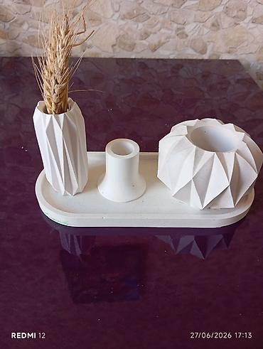Masaüstü dəstlər: Dekorativ masa dəsti – 3 elementli kompozisiya - Material: ağ rəngli — 1