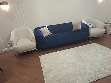 Divan və kreslo dəstləri: Mebel dəsti – 1 ədəd 3 nəfərlik divan + 2 ədəd qolları yumru kreslo - — 1