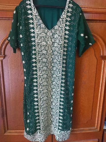 Women's Clothing: Zelena tunika/haljina etno stila sa bogatom vezom - Boja: tamnozelena — 3