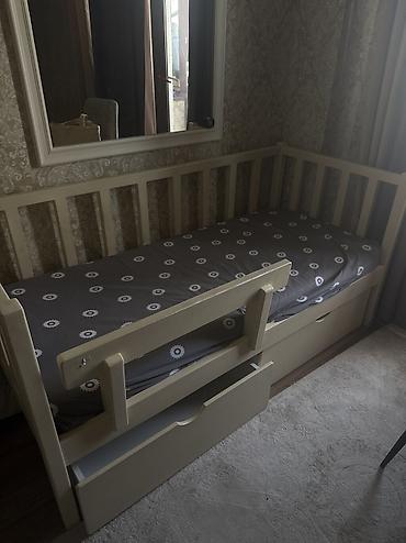 bunk bed: Детская односпальная кровать, Б/у, Для девочки, Для мальчика, С бортиком, Дерево, Самовывоз — 5