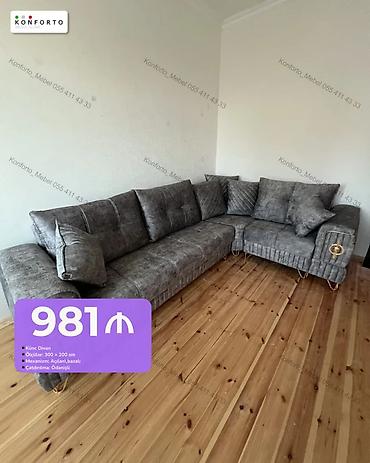 Künc divan – “Konforto Mebel” - Ölçü: 300 × 200 sm (L‑şəkilli