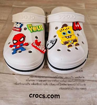 кроксы крокс crocs: Детские сабо Crocs Classic с украшениями Jibbitz - Цвет: белый — 1