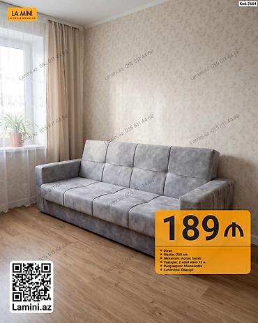 Divanlar: Məhsul: Divan (Kod: 2664) - Ölçü: 200 sm - Mexanizm: Açılan, bazalı - — 1