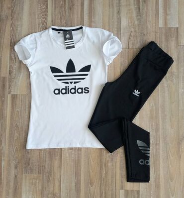 topovi dugih rukava: Adidas ženski komplet majica i helanke Novo Majica pamuk Helanke