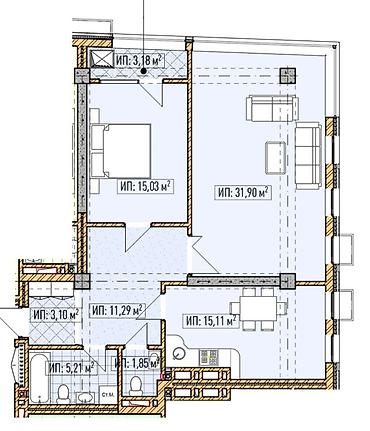 29: 2 комнаты, 87 м², Асанбай мкр Элитка, 7 этаж, ПСО (под самоотделку) — 2