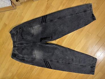 jogger: Qara-boz rəngli cins jogger şalvar - Kəsim: rahat/relaxed fit, düz — 6