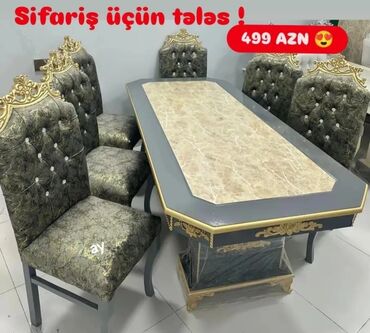 qatlanan masa: Qonaq otağı üçün, Yeni, Qatlanan, Dördbucaq masa, 6 stul