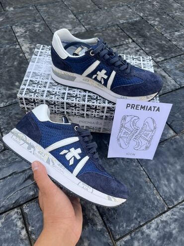 Women's Sneakers and athletic shoes: Кроссовки Premiata ICON - Цвет: темно‑синий/индиго с белыми акцентами