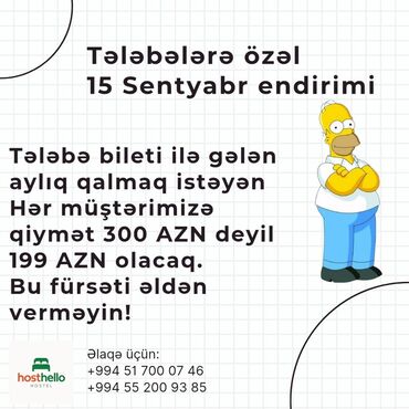 Клининговые услуги: Hostello Hostel – Tələbələrə özəl 15 Sentyabr endirimi - Tələbə