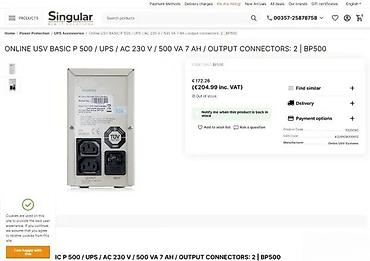 Izvori napajanja: ONLINE Computer USV Systeme – BASIC P‑Serija, model BASIC P 500 - UPS — 9