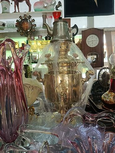 antika şamdanlar: Antik samovar və süfrə dekoru dəsti - Material: mis/latun qarışığı — 1